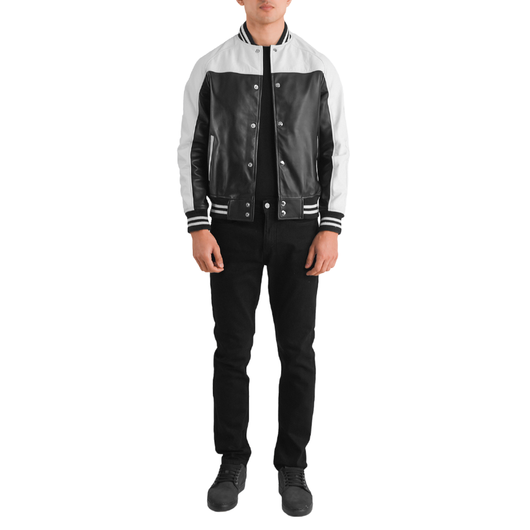 The Iconic Black & White Leather Varsity Jacket
